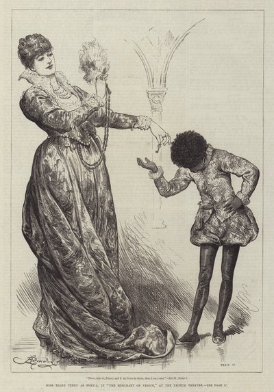 Miss Ellen Terry als Portia, in De Koopman van Venetië, in het Lyceum Theatre door Frederick Barnard